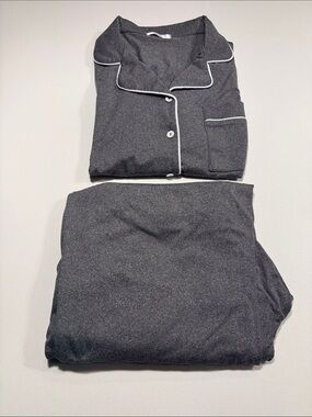 Charcoal Gray Pajama Set with White Detail NEVER WORN